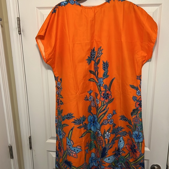 Floral Orange Dress SUN DRESS W/Pockets and side pockets.  Size 52 NWOT - Picture 5 of 7